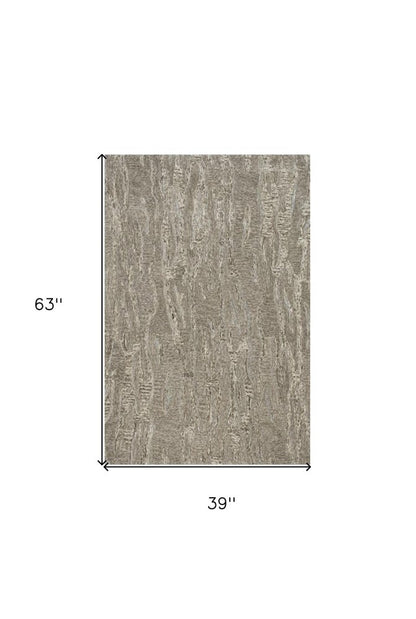 5' X 7' Sand And Gray Abstract Hand Tufted Area Rug