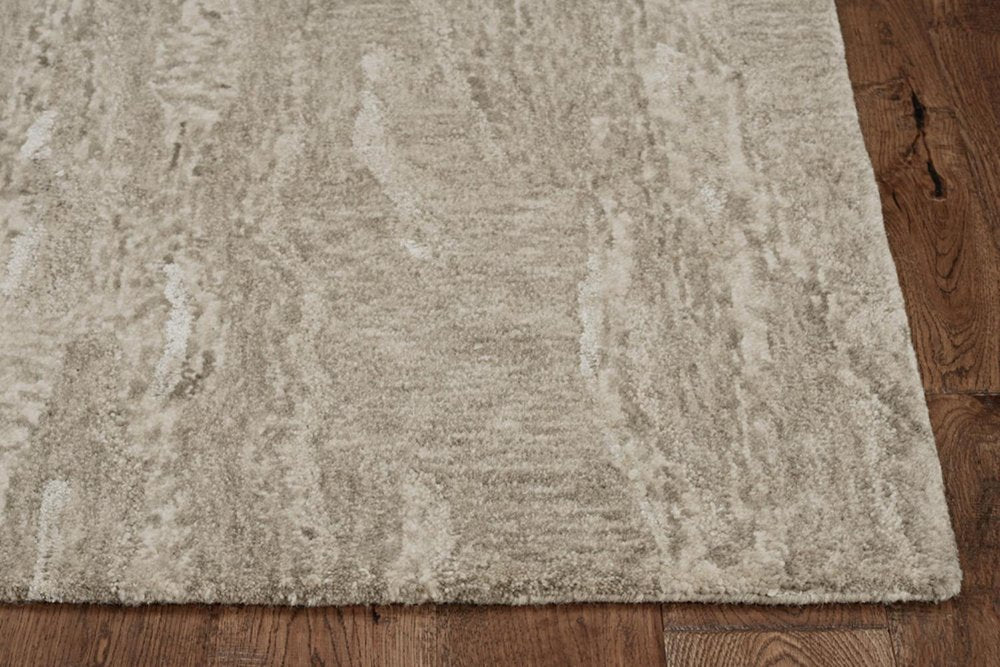 9' X 12' Sand And Gray Wool Abstract Hand Tufted Area Rug