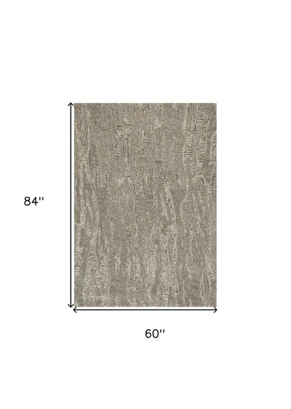 8' X 10' Sand And Gray Abstract Hand Tufted Area Rug