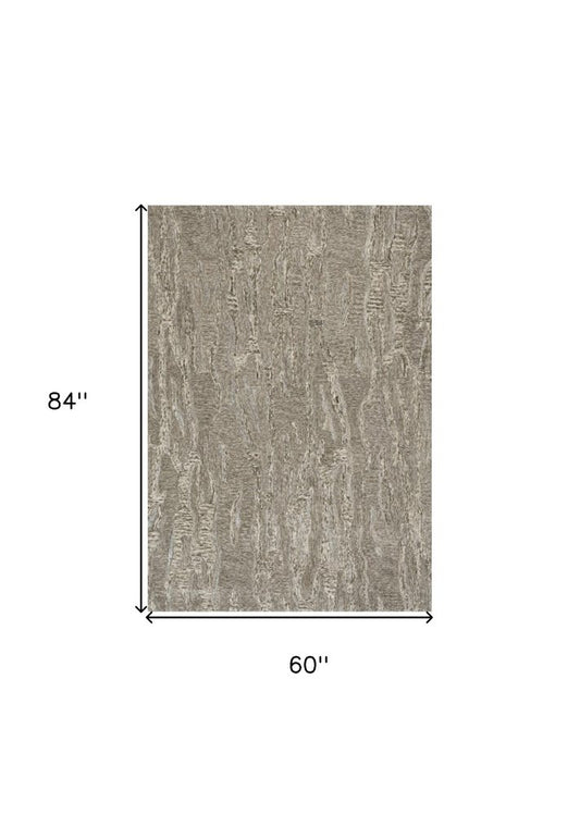 8' X 10' Sand And Gray Abstract Hand Tufted Area Rug