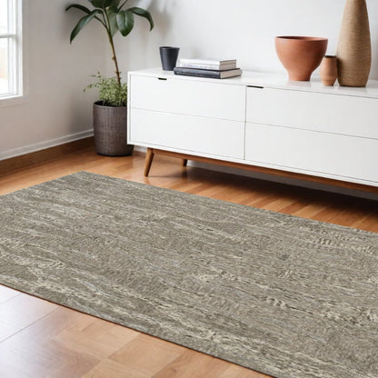 8' X 10' Sand And Gray Abstract Hand Tufted Area Rug