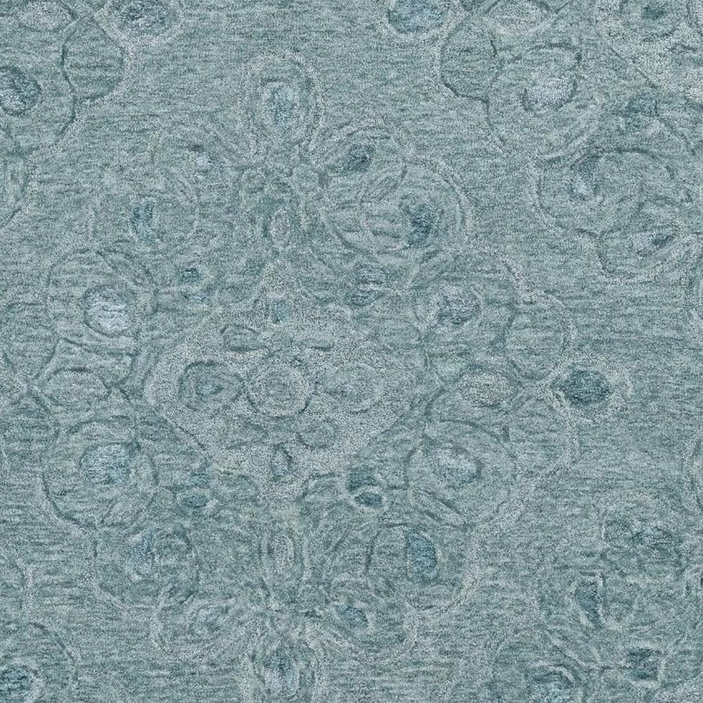 5' X 7' Blue And White Wool Abstract Hand Tufted Area Rug