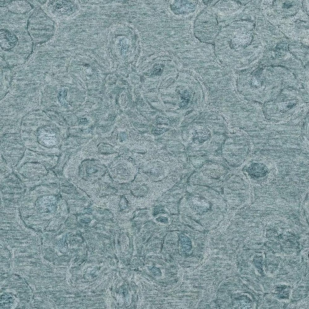 5' X 7' Blue And White Wool Abstract Hand Tufted Area Rug