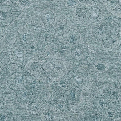 5' X 7' Blue And White Wool Abstract Hand Tufted Area Rug