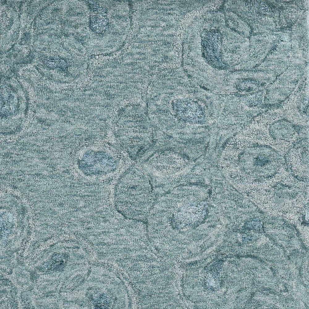 5' X 7' Blue And White Wool Abstract Hand Tufted Area Rug