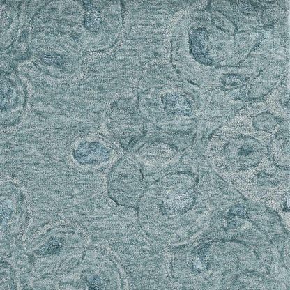 5' X 7' Blue And White Wool Abstract Hand Tufted Area Rug
