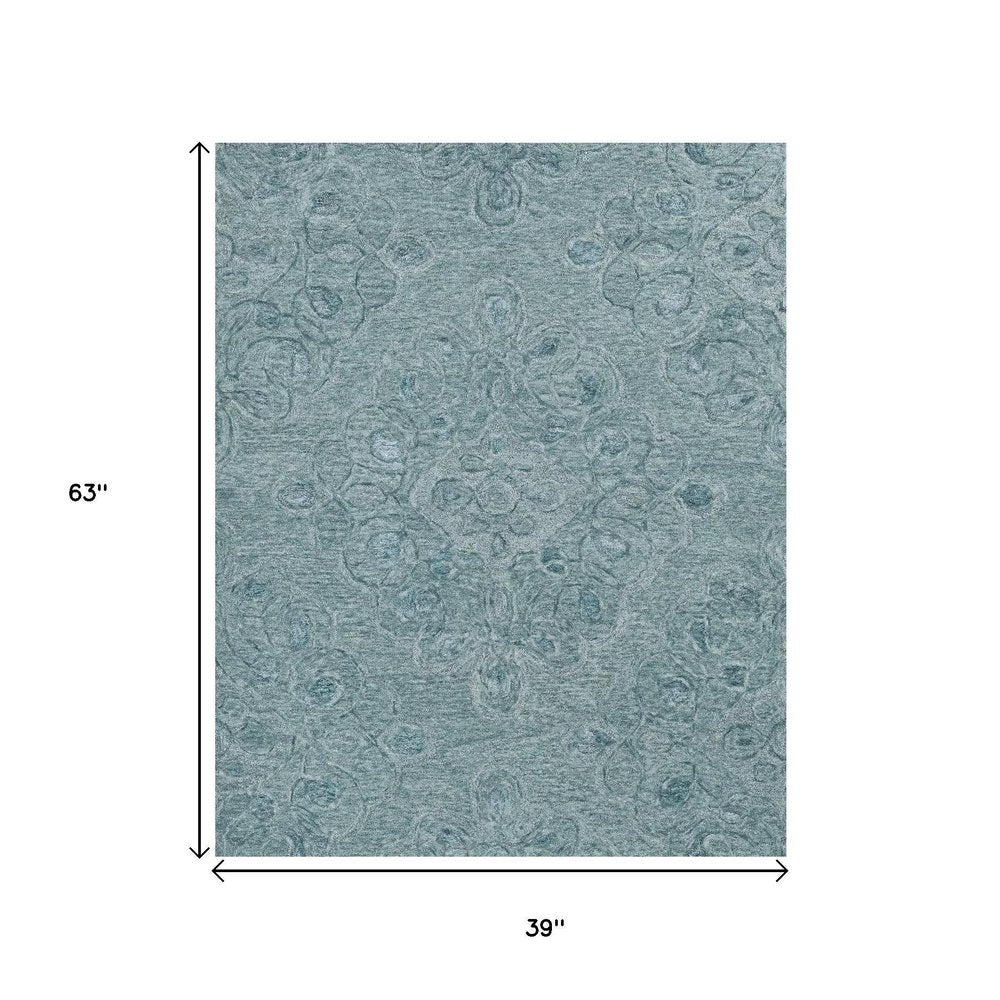 8' X 10' Blue And Beige Wool Abstract Hand Tufted Area Rug