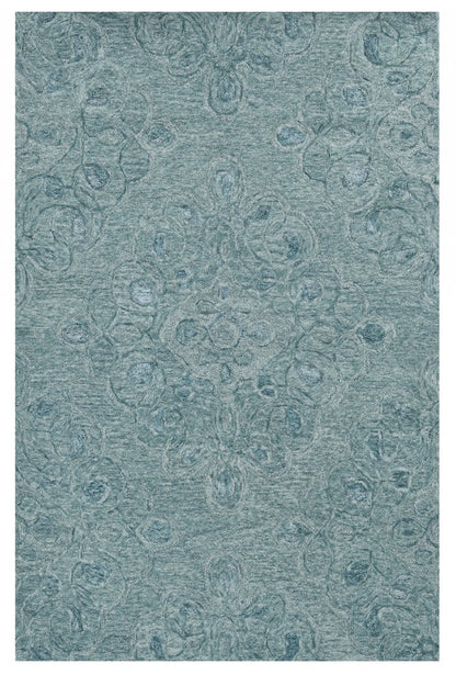 8' X 10' Blue And Beige Wool Abstract Hand Tufted Area Rug
