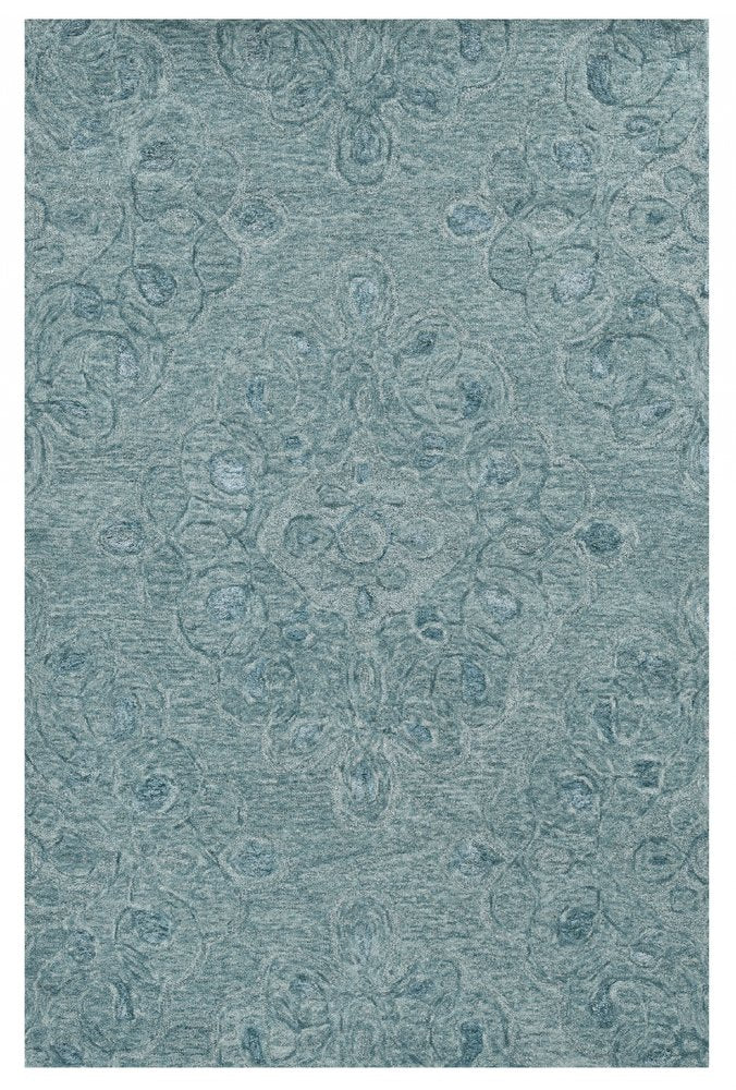 8' X 10' Blue And Beige Wool Abstract Hand Tufted Area Rug