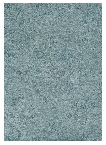 8' X 10' Blue And Beige Wool Abstract Hand Tufted Area Rug