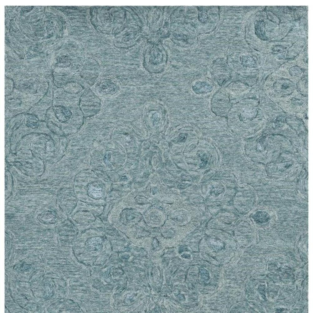 8' X 10' Blue And Beige Wool Abstract Hand Tufted Area Rug