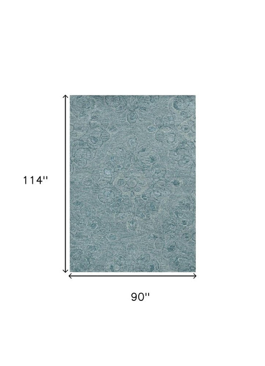 8' X 10' Blue And Beige Wool Abstract Hand Tufted Area Rug