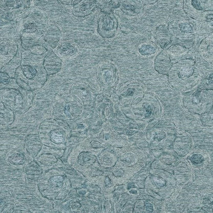 5' X 7' Blue And White Wool Abstract Hand Tufted Area Rug