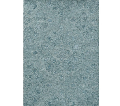 8' X 10' Blue And Beige Wool Abstract Hand Tufted Area Rug