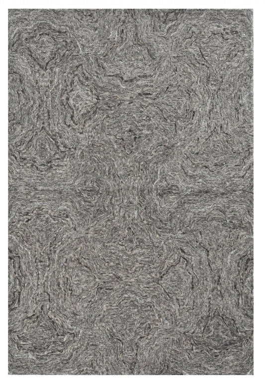 9' X 12' Gray And Dark Gray Wool Abstract Hand Tufted Area Rug