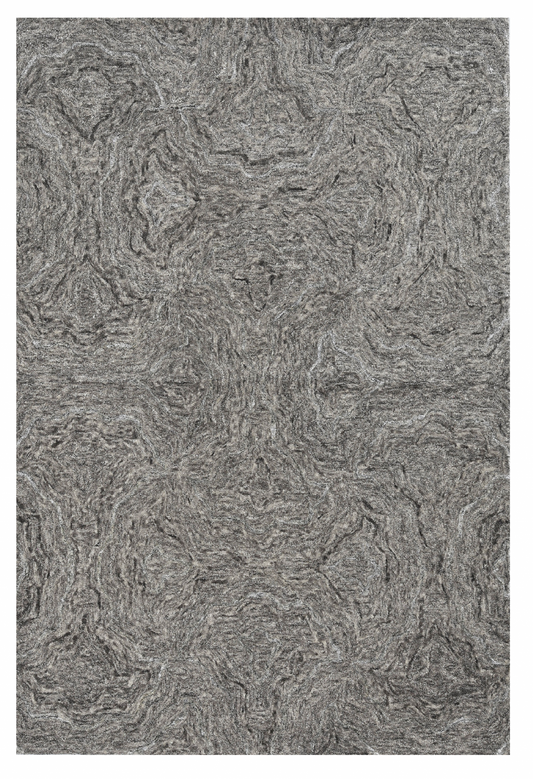 8' X 10' Gray And Dark Gray Wool Abstract Hand Tufted Area Rug