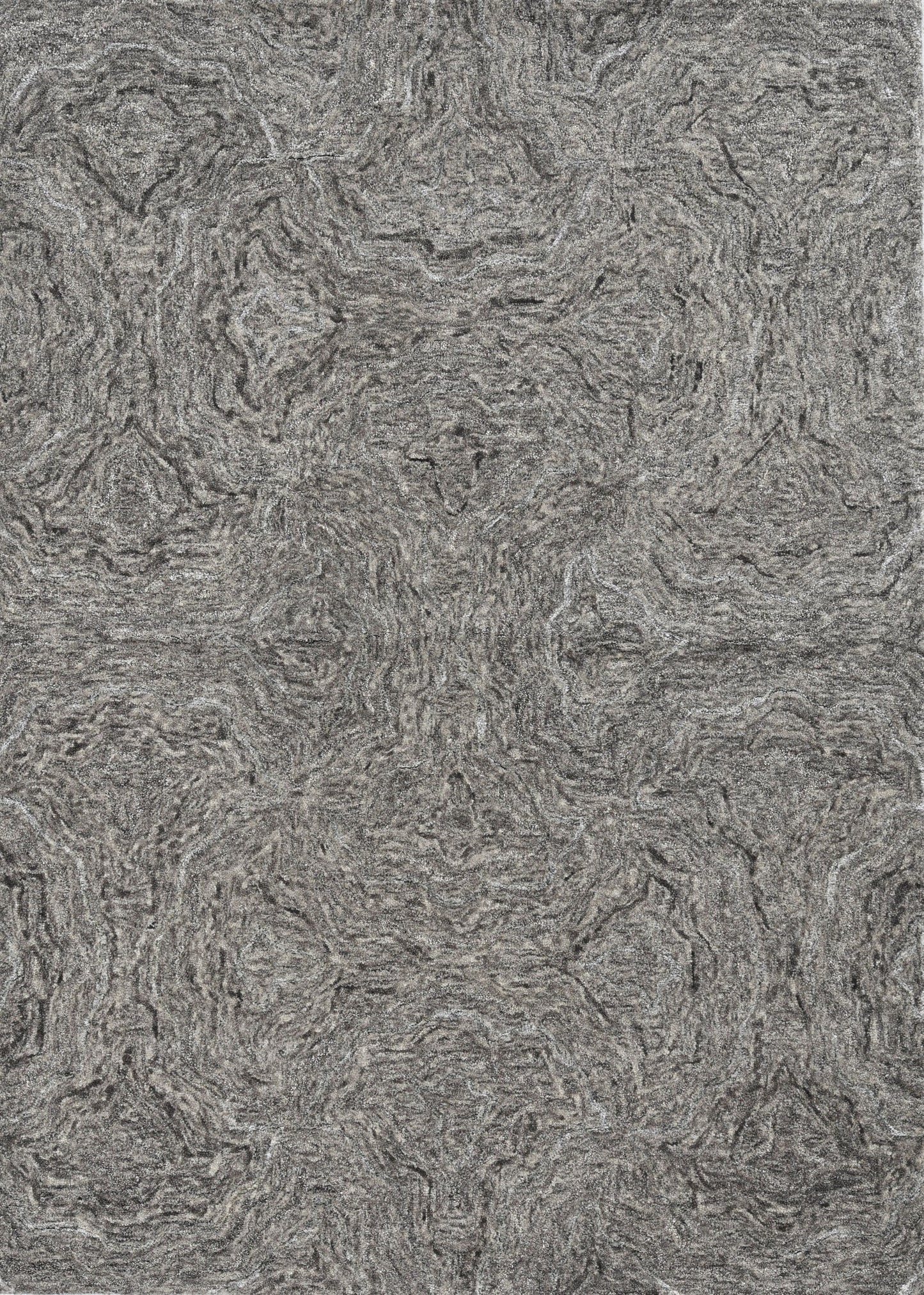 5' X 7' Gray And Dark Gray Abstract Hand Tufted Area Rug
