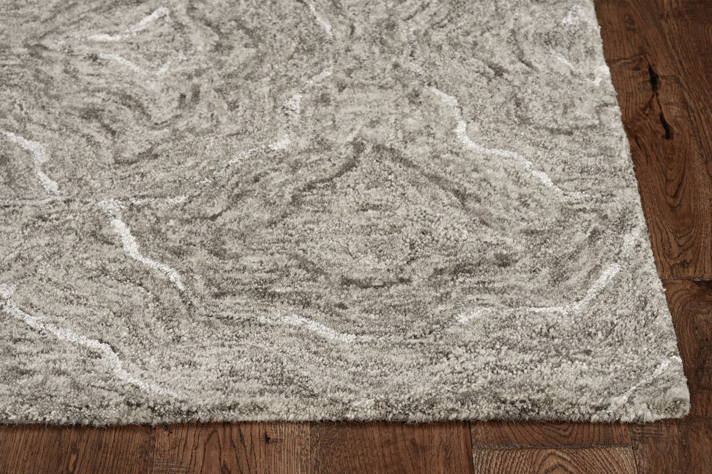 5' X 7' Gray And Dark Gray Abstract Hand Tufted Area Rug
