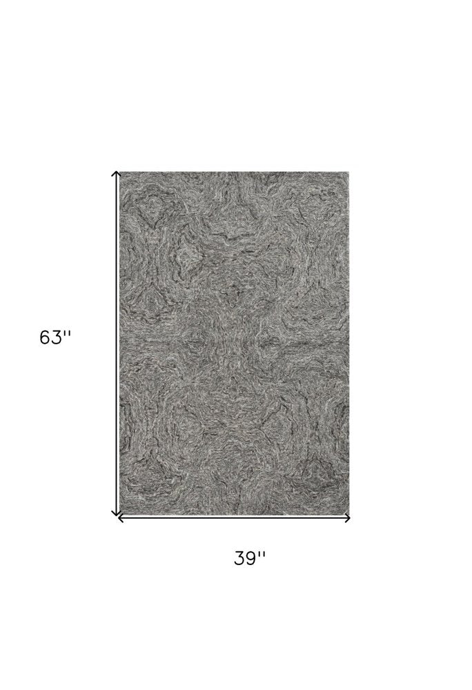 5' X 7' Gray And Dark Gray Abstract Hand Tufted Area Rug