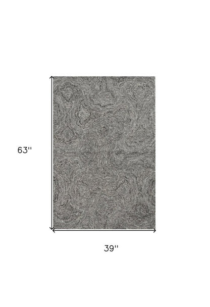 5' X 7' Gray And Dark Gray Abstract Hand Tufted Area Rug
