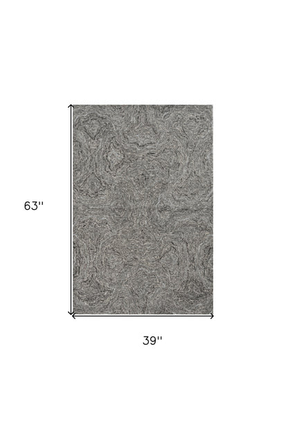 8' X 10' Gray And Dark Gray Wool Abstract Hand Tufted Area Rug
