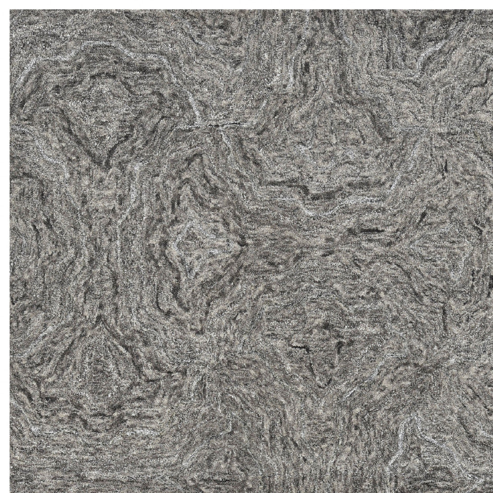 8' X 10' Gray And Dark Gray Wool Abstract Hand Tufted Area Rug