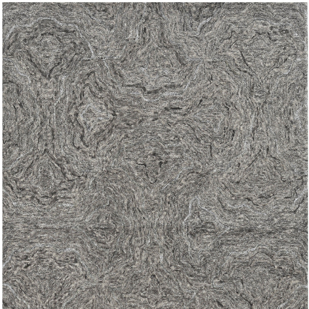 8' X 10' Gray And Dark Gray Wool Abstract Hand Tufted Area Rug