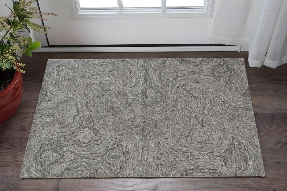 5' X 7' Gray And Dark Gray Abstract Hand Tufted Area Rug