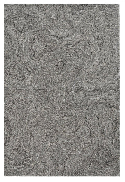 5' X 7' Gray And Dark Gray Abstract Hand Tufted Area Rug