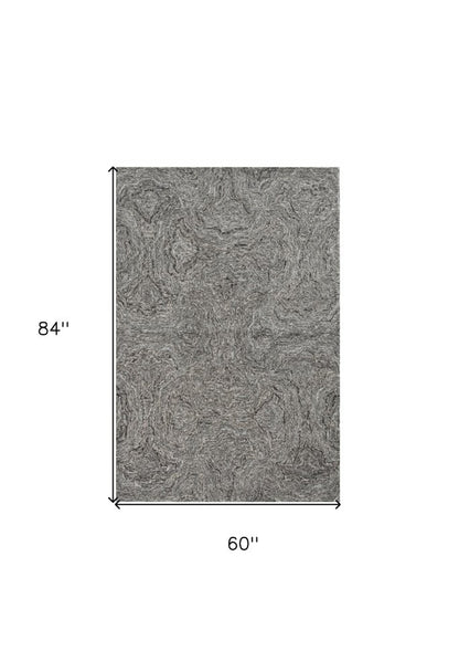 8' X 10' Gray And Dark Gray Wool Abstract Hand Tufted Area Rug