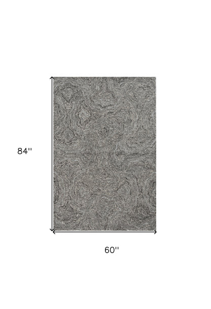 8' X 10' Gray And Dark Gray Wool Abstract Hand Tufted Area Rug