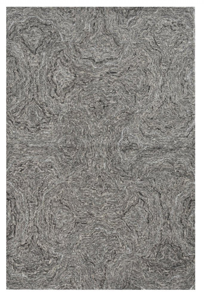 5' X 7' Gray And Dark Gray Abstract Hand Tufted Area Rug