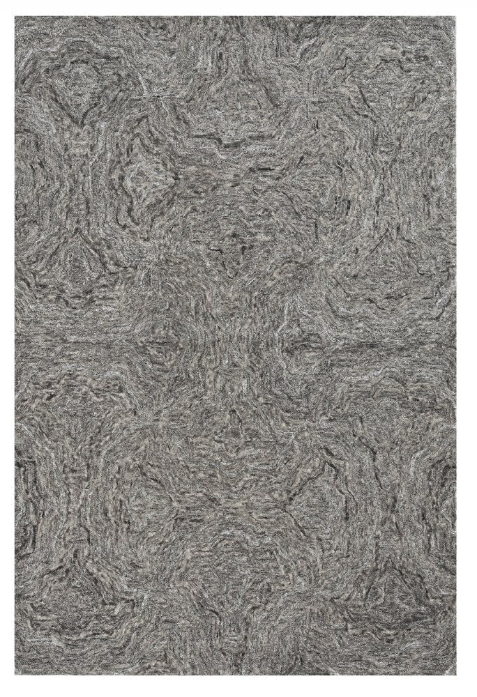 8' X 10' Gray And Dark Gray Wool Abstract Hand Tufted Area Rug
