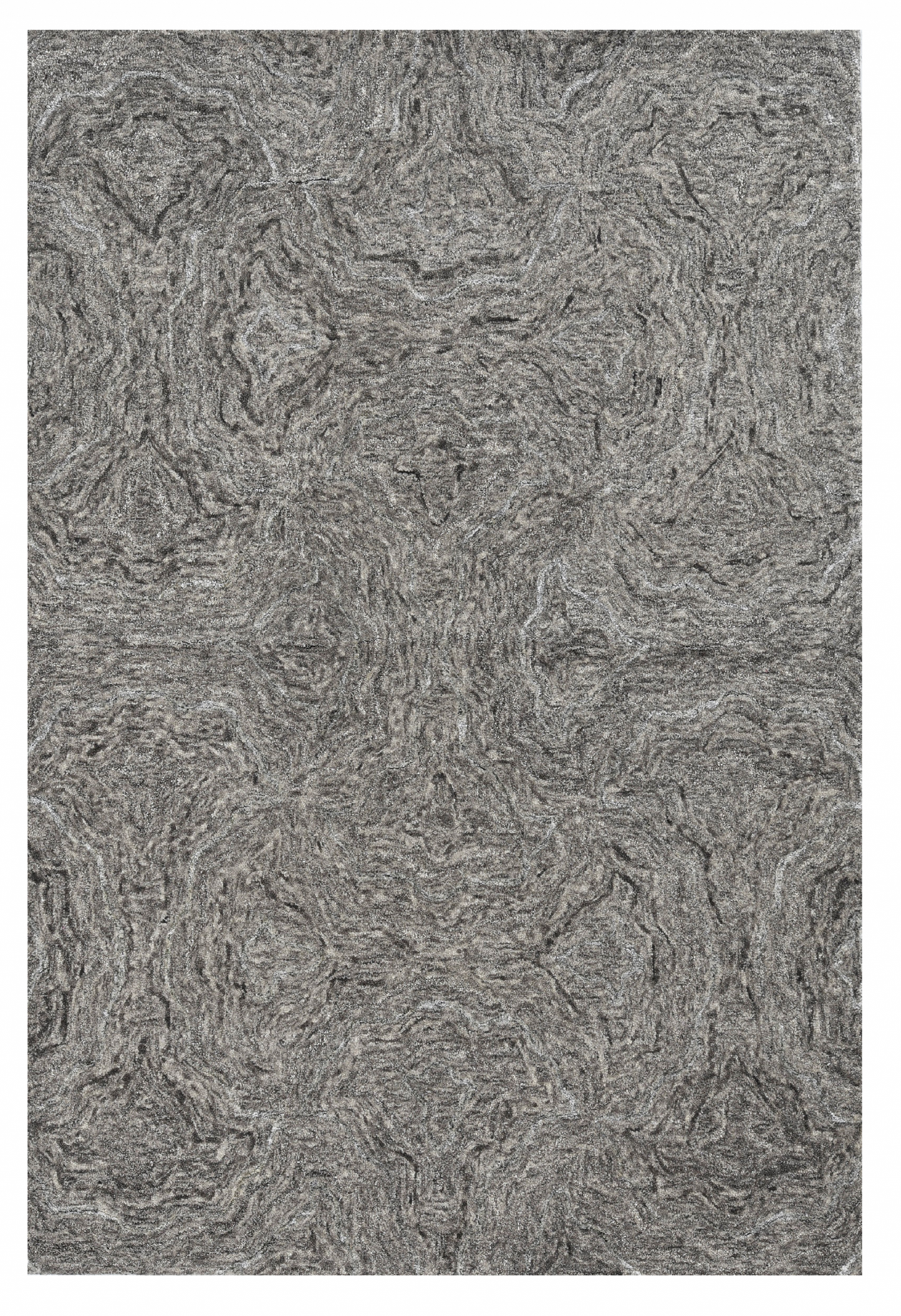 8' X 10' Gray And Dark Gray Wool Abstract Hand Tufted Area Rug