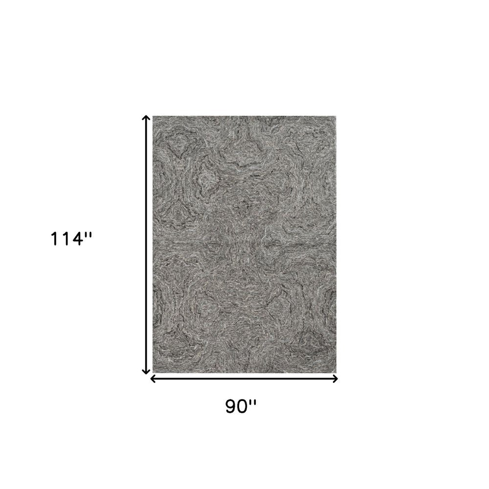 8' X 10' Gray And Dark Gray Wool Abstract Hand Tufted Area Rug