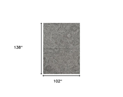 8' X 10' Gray And Dark Gray Wool Abstract Hand Tufted Area Rug