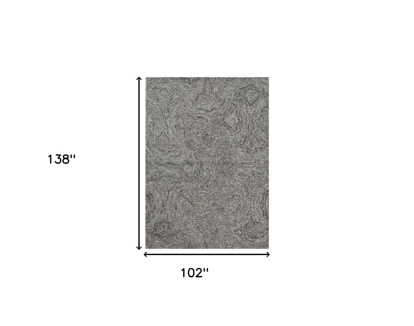 8' X 10' Gray And Dark Gray Wool Abstract Hand Tufted Area Rug