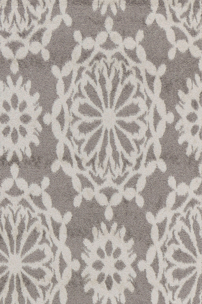 9' X 13' Gray and Ivory Floral Area Rug