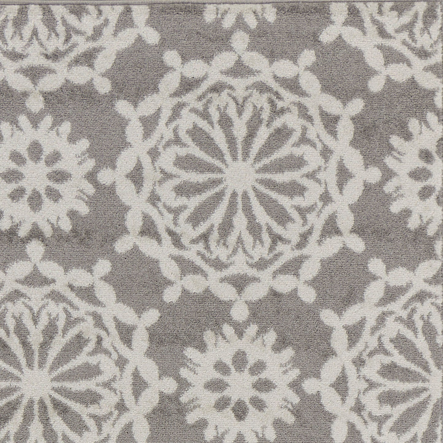 9' X 13' Gray and Ivory Floral Area Rug