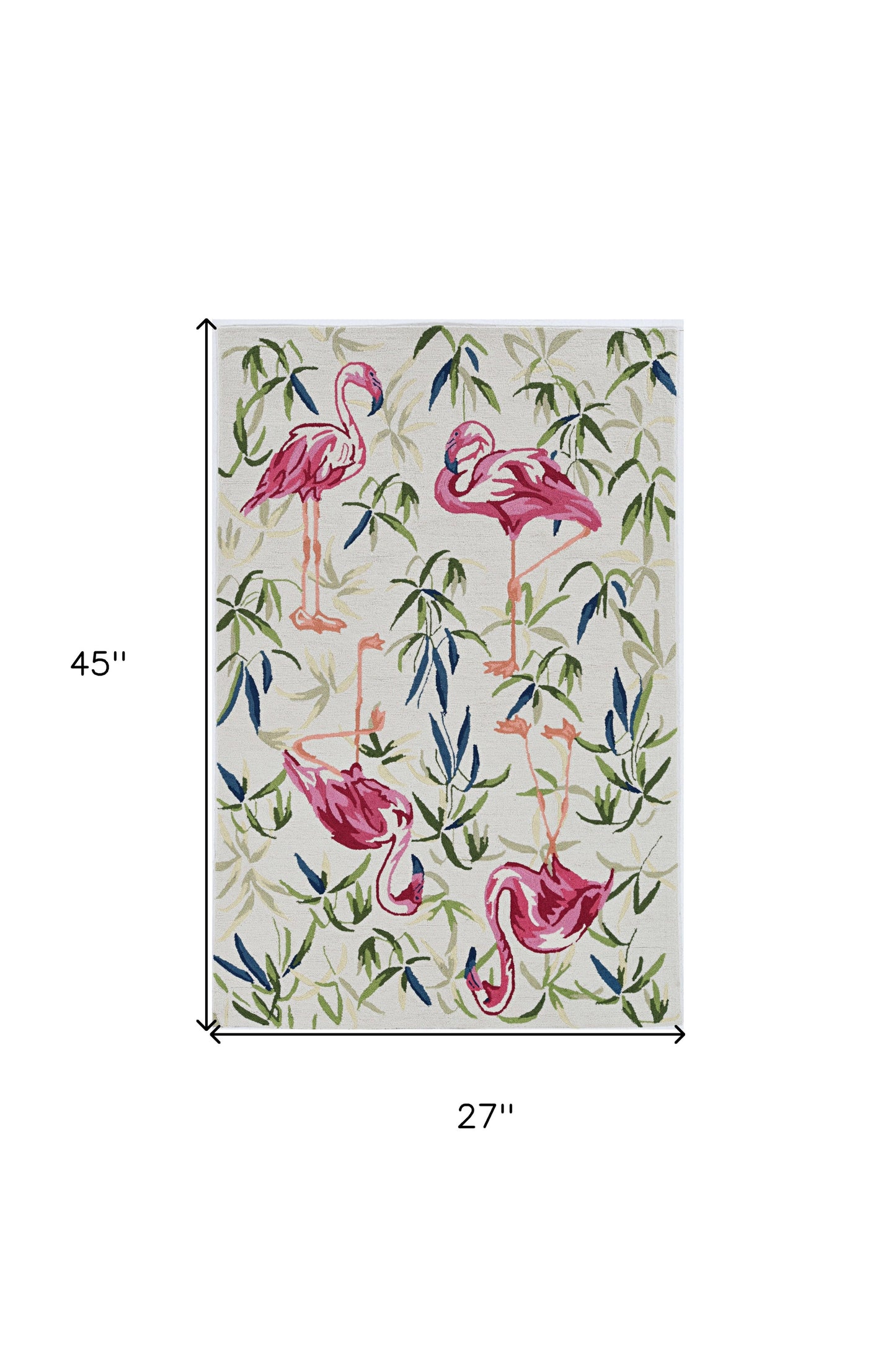 8' X 10' Ivory And Pink Flamingo Hand Hooked Area Rug