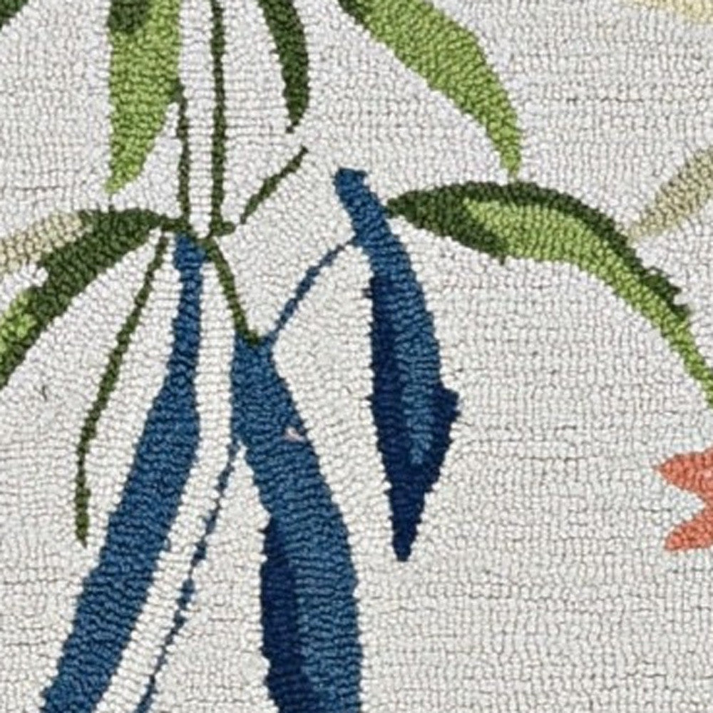 8' X 10' Ivory And Pink Flamingo Hand Hooked Area Rug