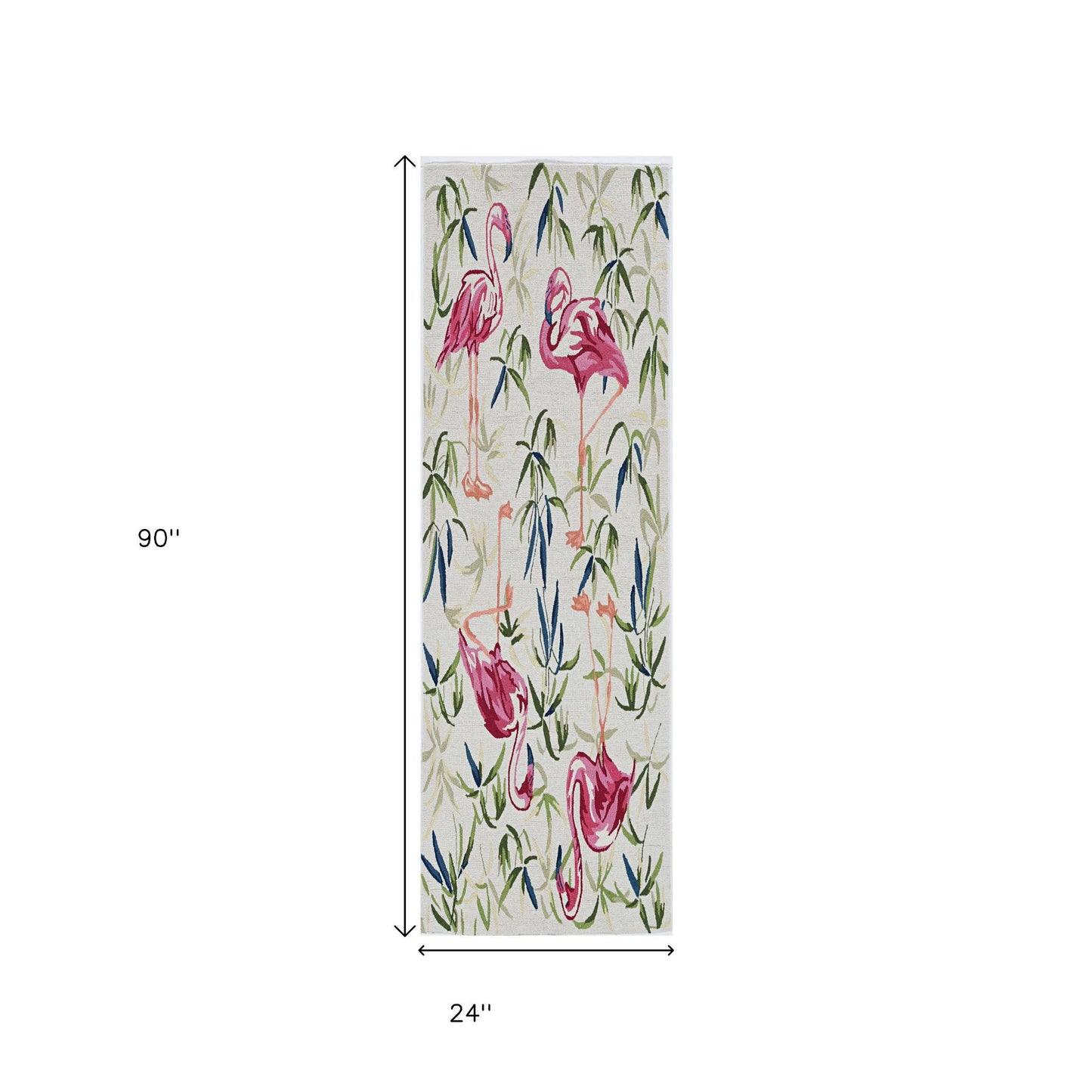 8' X 10' Ivory And Pink Flamingo Hand Hooked Area Rug