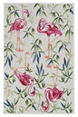 8' X 10' Ivory And Pink Flamingo Hand Hooked Area Rug