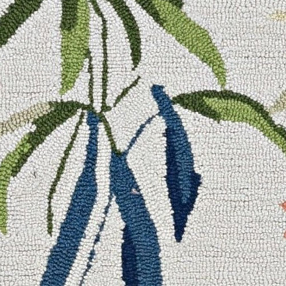 8' X 10' Ivory And Pink Flamingo Hand Hooked Area Rug