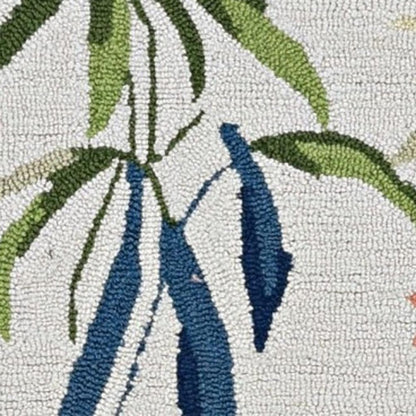 8' X 10' Ivory And Pink Flamingo Hand Hooked Area Rug