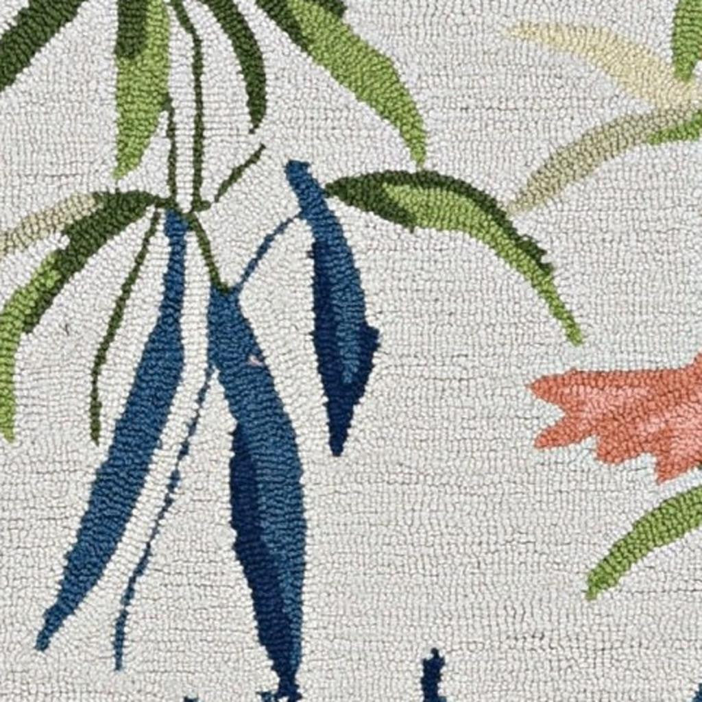 8' X 10' Ivory And Pink Flamingo Hand Hooked Area Rug