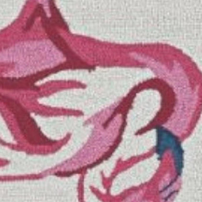 8' X 10' Ivory And Pink Flamingo Hand Hooked Area Rug