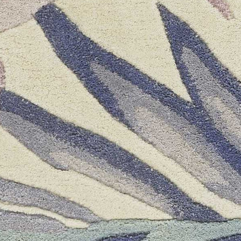 9' X 12' Green Pink And Purple Wool Tropical Botanical Hand Tufted Area Rug