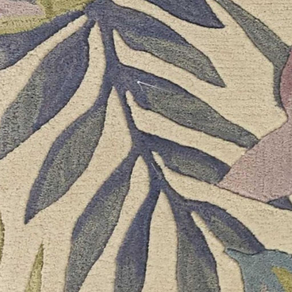 9' X 12' Green Pink And Purple Wool Tropical Botanical Hand Tufted Area Rug