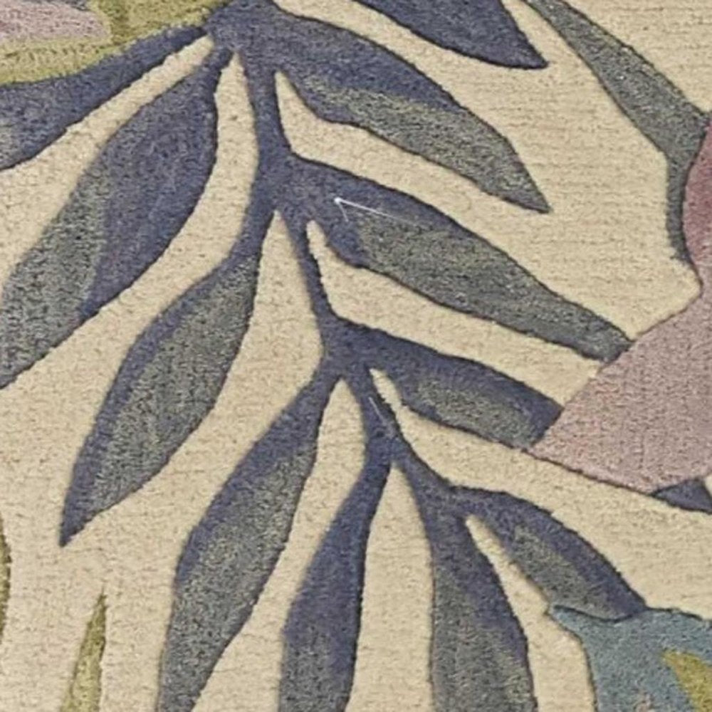 9' X 12' Green Pink And Purple Wool Tropical Botanical Hand Tufted Area Rug